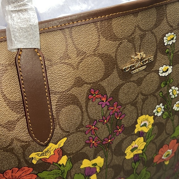 ❤️HP🪅NWT COACH CITY TOTE IN SIGNATURE CANVAS WITH GARDEN FLORAL PRINT - Picture 10 of 16